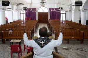 Chennai: A Chennai church bears a deserted look on Good Friday on Day 17 of the 21-day nationwide lockdown imposed as a precautionary measure to contain the spread of coronavirus, on Apr 10, 2020. (Photo: IANS)