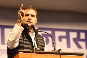 New Delhi: Congress leader Rahul Gandhi addresses during an election rally organised to campaign for the party candidate Poonam Azad, ahead of February 8 Delhi Assembly elections, at Delhi's Sangam Vihar on Feb 4, 2020. (Photo: IANS)